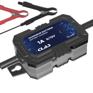 Chargeur de batterie 1A 6/12V pour moto/motoculture - OE 8001 - CLAS Equipements