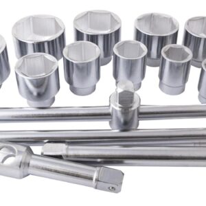 Composition cliquet+douilles 6 pans 1" 36-80mm (15 pcs) - OM 2354BL - CLAS Equipements