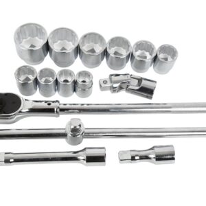 Composition cliquet+10 douilles 12 pans 3/4" 22-50mm - OM 2355BL - CLAS Equipements