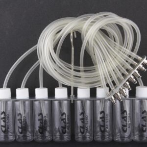 Lot de 8 fioles + support + tuyaux pour coffret retour d'injecteurs AC 5280 - SA 5281 - CLAS Equipements