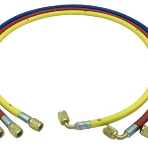 Flexible 2m f3/8" x f3/8" sae 90° jauneFlexible 2M F3/8" x F3/8" SAE 90° jaune pour station de recharge de climatisation - SA 8727 - CLAS Equipements
